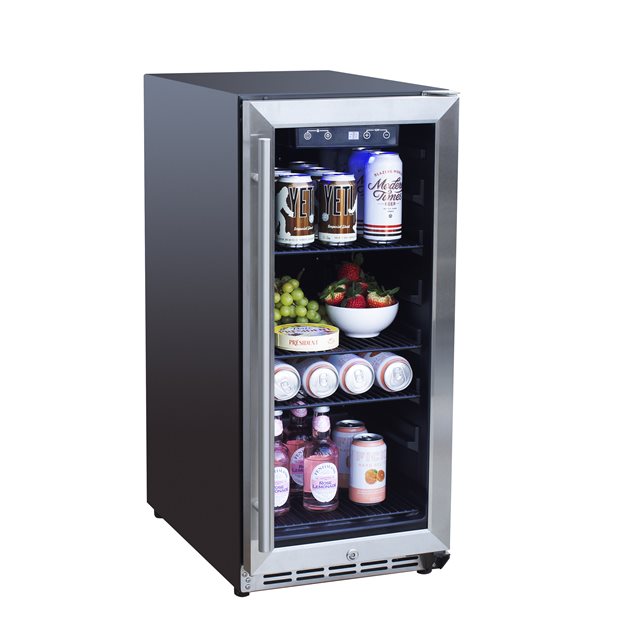 TrueFlame 15-Inch 3.2 Cu. Ft. Outdoor Rated Refrigerator with Glass Door (AMD-RFR-15G)
