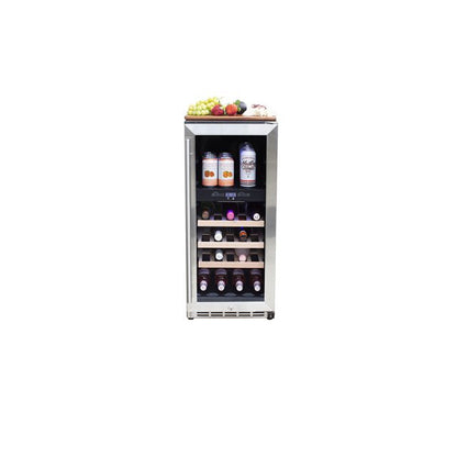 TrueFlame 15-Inch 3.2 Cu. Ft. Outdoor Rated Dual Zone Wine Cooler (AMD-RFR-15WD)