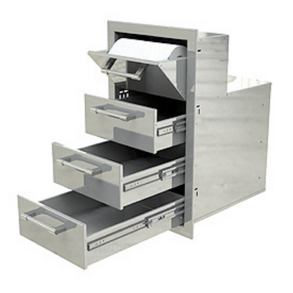 Alfresco 17-Inch Paper Towel Holder & Three Storage Drawer Combo - AXE-3DRTH-SC